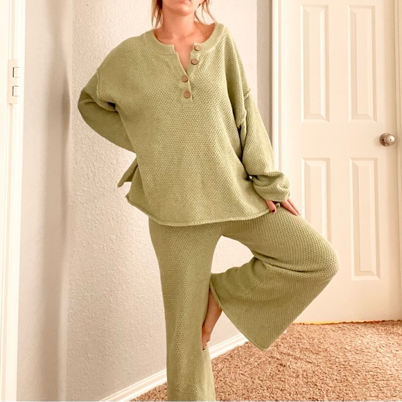 Free People Green Knit Hailee Sweater Set - Picture 2 of 8